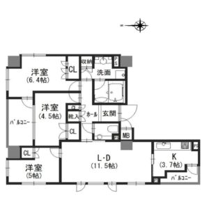 地下鉄丸太町よりすぐの新築未入居マンション(間取)