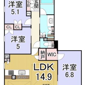 ３LDK、ペット飼育可、３WAYアクセス可(間取)